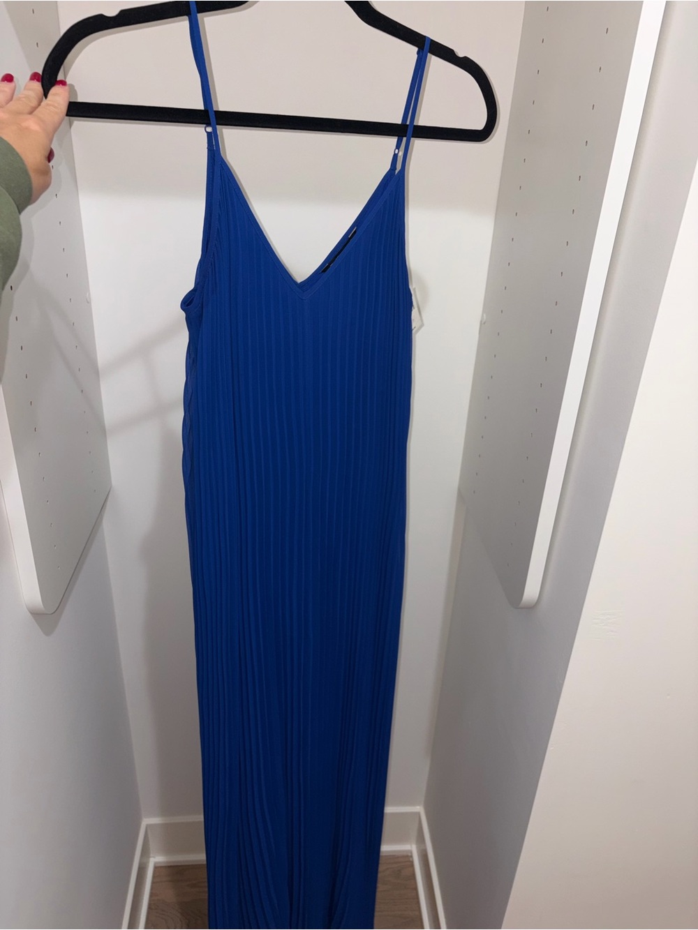 Express Royal Blue Pleated V-Neck Maxi Dress - Size M